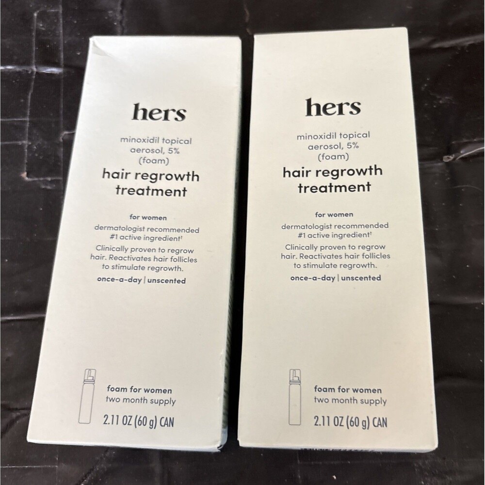 2 Pack HERS Womens Hair Regrowth Minoxidil Topical Aerosal 5% Foam 2.11 oz